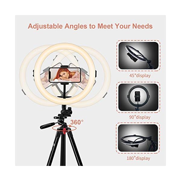 GooFoto 11" Ringlicht mit Stativ Handy, Selfie LED Ringleuchte mit Professionellem Stativ für Kamera, 3 Modus 10 Helligkeit Ring Light für Makeup, Live-Streaming, YouTube, Tiktok, Vlog, Fotografie – Bild 5