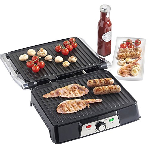 VonShef 220 240 Volts VonShef 2 in 1 2000W 4 Slice Sandwich Panini Press & Grill - Stainless Steel | Bundle With Dynastar Plug Adapters | 220v 240v (NOT FOR USA)