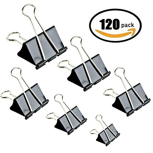 120 PCS LOYMR Binder Clips Paper Binder Assorted 6 Sizes Can Meet Different Needs to Securely Fastens Stacks of Paper (Black) - Thumbnail 7