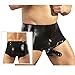 EXLATEX Mens Latex Briefs Fetish Rubber Shorts with Cock and Ball Sheath