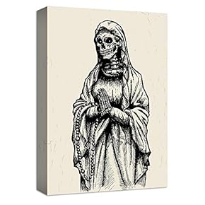 Canvas Wall Art Skull in Fashion Dress Painting Artwork for Home Prints Framed - 12x18 inches