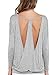 Yucharmyi Women's Summer Stretchy Tops Summer Shirts Back Cut Out Long Sleeve Yoga Top Backless Shirt Loose Blouse Backless, 501-gray, Medium