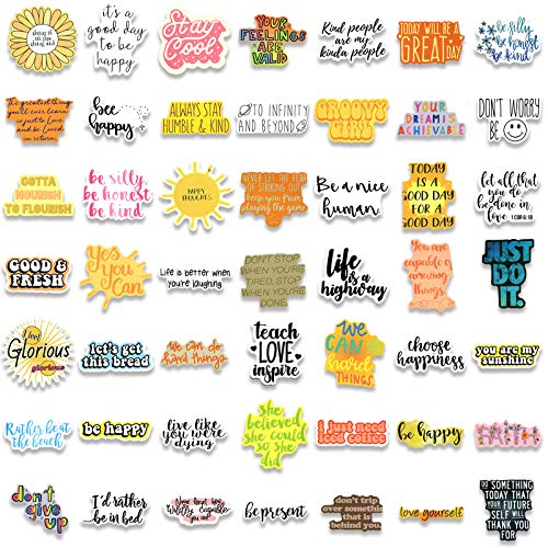 100PCS Inspirational Stickers for Water Bottles, Positive Vinyl Quote Stickers for Planner, Laptop, Funny Motivational Stickers for Adults, Girls, Women, Teachers, Students, Waterproof Sticker Pack