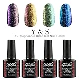 Y&S 4pcs Gel Nails Polish,Holographic Glitter Starry Galaxy Chameleon Colors Changes UV LED Nail Polish 10ml-003