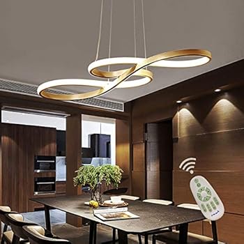 Modern Led Acrylic Chandelier Dining Room Dimmable 3000k 6500k Remote Control Pendant Lights Color Brightness Adjustable Half Flush Mount Ceiling