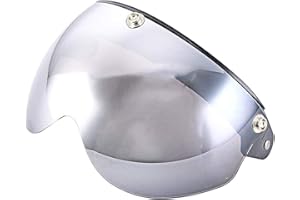 Chern Yueh Flip Up Shield Helmet Visor for 3-Snap Motorcycle Half Open Face Helmets (Chrome Mirror)
