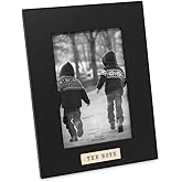 Isaac Jacobs 4x6 Wood Sentiments The Boys Picture Frame, Vertical Keepsake Photo Frame with Easel and a Hanging Tabs for Tabletop, Desktop & Wall Display, (Black 4x6)