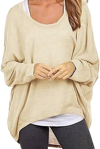 Guandiif Womens Casual Oversized Tops Off Shoulder Batwing Sleeve Shirts Loose Pullover Tops Blouse Baggy