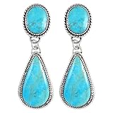 Turquoise Earrings Sterling Silver 925 & Genuine Turquoise
