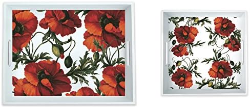 Caskata Studio Nested Melamine Tray Set, Red Papaver