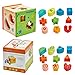 [US CPSC Certificated] Babylian Educational Sorting Cube Toys Bricks of Different Wooden Shapes and Colors for 1-3 Years Old young Childhood Intellectual Education