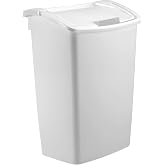 Rubbermaid,White Dual-Action Swing Lid Trash Can, 11.25 Gallon, for Home/Kitchen/Bathroom/Garbage