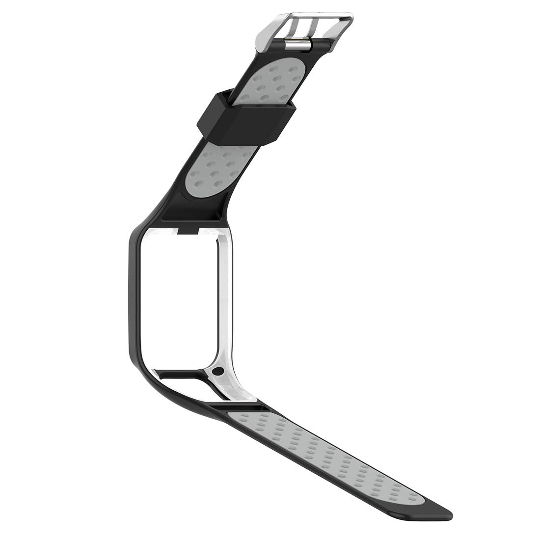 Dual-Colors Replacement Silicone Wrist Band Strap for TomTom Runner 3/2/Adventurer/Golfer 2/Spark/Spark 3 (Black + Gray)