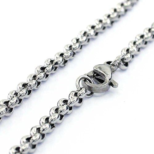 Bulk 3mm Stainless Steel Men Male Rolo Cable Necklace Chains Link For Pendants 6PCS (24 inch)