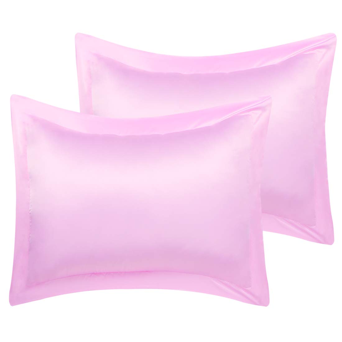 sourcing map Luxury Satin Oxford Pillowcases, Pair of 2 Pink Pillow Shams 20 x 30 Inch with Envelope Closure, Queen Size Pillow Cases Covers
