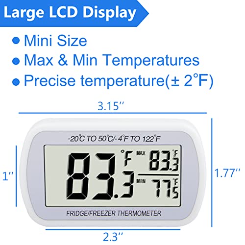 Digital Refrigerator Thermometer 2 Pack Fridge Freeze Room Thermometer