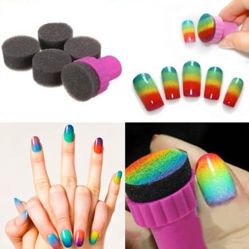 UltiSmart(TM) Nail Art DIY Design Stamping 1 Stamper 4 Changeable Sponge Shade Set Nail Tool Transfer Makeup Beauty Tools YB309-SZ