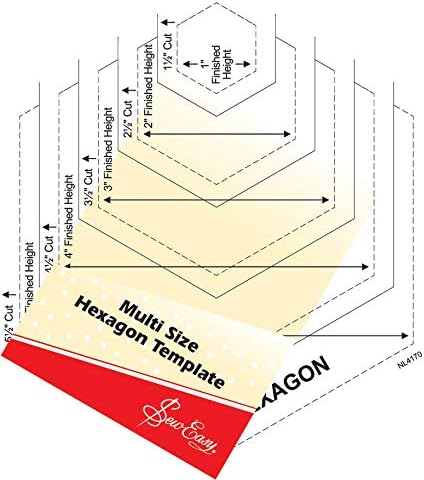 Sew Easy Hexagon Quilting Template - 1 - 5.5” Quilting & Patchwork Rule for Applique Sewing Transparent Acrylic Non-Slip