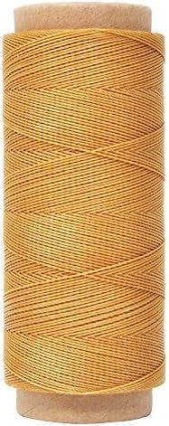 50M Yellow Sewing Thread Kit for Sewing Machine, Leather Sewing Waxed Thread 150D 0.8mm Leather Hand Stitching
