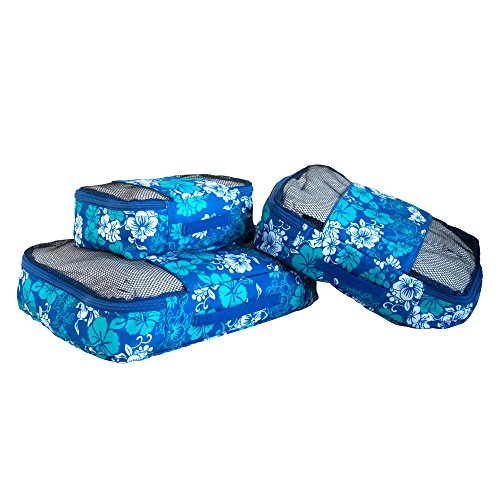 Floral Print Travel Packing Cubes Set, Mesh Bag, Travel Bag (3 Piece), Ideal for Travel and Closet Organizer