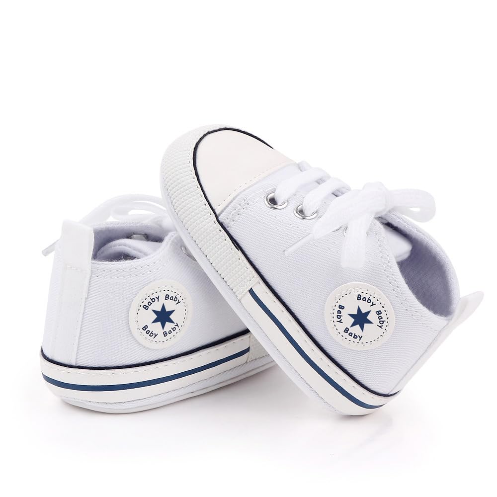 KKIIDDSS Unisex Baby Girls Boys Canvas High-top Shoes, Newborn Infant Anti-Slip Soft Sole Frist Walking Breathable Sneakers