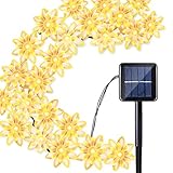 Qedertek Solar String Lights Lotus Flower, 19ft 30 LED Waterproof Decoration Lighting for Indoor/Outdoor, Patio, Lawn, Garden, Christmas, and Holiday Festivals (Warm White) ()