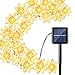 Qedertek Solar String Lights Lotus Flower, 19ft 30 LED Waterproof Decoration Lights for Indoor/Outdoor, Patio, Lawn, Garden, and Holiday (Warm White)