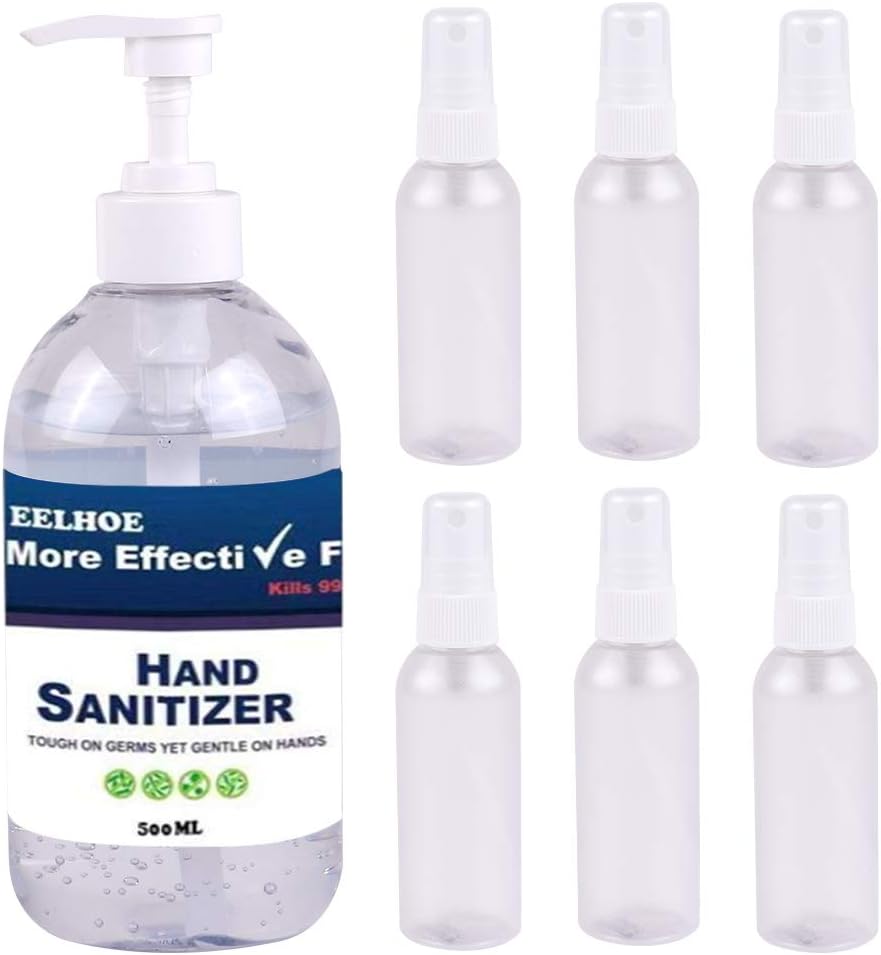 Hand Sanitizer Soap Bulk 500ml Hand Cleaning Refill Spray Gel for Outdoor Kitchen School Bathroom with 6 Travel Bottles