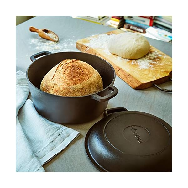 Uno Casa Cast Iron Dutch Oven with Lid- 2 in 1 Camping Oven, 5 Quart Cast Iron Pot, 1.6 Quart Cast Iron Pan, Dutch Oven…