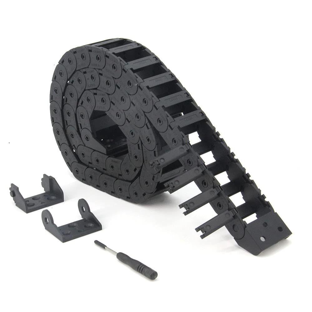 Zeberoxyz 15x30mm Drag Chain Length 1Meter Outside Open Type Black Plastic Flexible Cable Carrier R28 with 1Kit End Connectors (15mmx30mm-Outside Open)