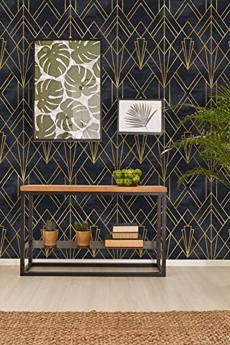 Gold and Black Geometric 25"W x 50"H