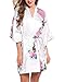 ADORNEVE Women Short Kimono Robe Peacock Pattern Satin Sleepwear Bathrobe