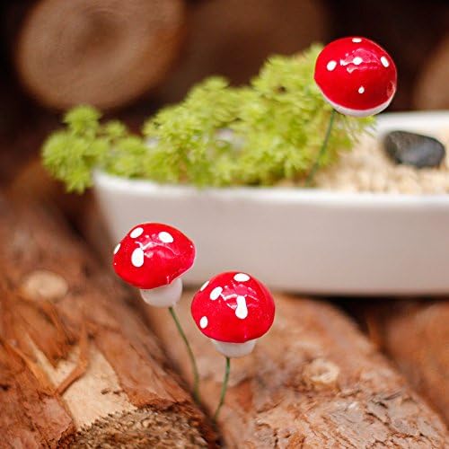 20pcs Mini Red Mushroom Garden Ornament Miniature Plant Pots Dollhouse