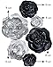 Letjolt Paper Flowers Decorations for Wall Black 3D Artificial Flowers for Wedding Decor Baby Shower Bridal Shower(Silver Black Set 6)