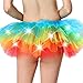 Women's Mini Tutu Skirt Rainbow With Led Light Up Tulle Costume Party Dance