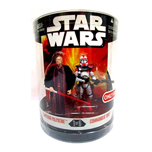 Star Wars Year 2006 Exclusive Order 66 Canister Series 1 (#1 of 6) 2 Pack 4 Inch Tall Action Figure - EMPEROR PALPATINE with Red Lightsaber and COMMANDER THIRE with Blaster Rifle