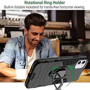 HAOYE Cover per Oppo A5 2020 + 2 Vetro Temperato, Armor Custodia con 360 Gradi Girevole Anello e Supporto Magnetico Auto… - immagine 6