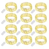 Ehome Fairy String Lights, 12 Pack Fairy Lights Battery Operated, 7.2ft 20LED Christmas Lights Silver Coated Copper Wire Lights Firefly Lights Moon Lights for Party Christmas Decorations Warm White