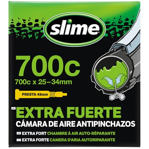 Slime 30062 Fietsbinnenband met Slime Reparatiemiddel voor Lekke Fietsbanden, Zelfdichtend, Voorkomen en Repareren, Presta Ventiel, 700c x 25-34mm