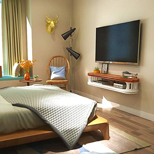 YYHSND TV Stand Wall Shelf Shelf Cabinet Media Entertainment Console Game Shelf Unit Wall Cabinet Home Furniture Floating Wall Mount Shelf (Color : White+Brown, Size : 80cm)