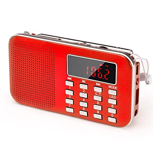 Photo 1 of PRUNUS Mini Portable Radio AM FM Pocket Radio with MP3, LED Flashlight, Digital Radio Speaker Support Micro SD/TF Card/USB, Auto Scan Save, 1200mAh Rechargeable Battery Operated[Latest Version]