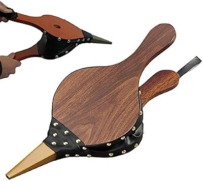 De Vielle 45.5cm Brown Wooden Fireside Bellows with Chrome Nozzle - Fireplace