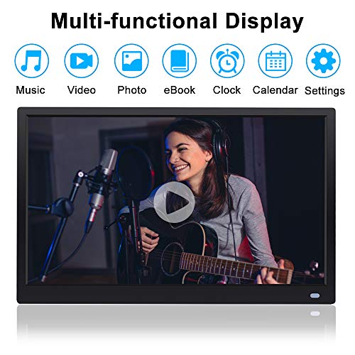 Kalawen15.6 inch Digital Photo Picture Frame IPS Screen Full HD 1920x1080 Include 32GB SD Card with Background Music Support 1080P Video HDMI Thumb USB Drive, SD/MMC/MS Card