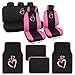 BDK 13 Piece Love Hearts Design Complete Set - 9 Piece Seat Covers and 4 Piece Carpet Mats - Premium Design