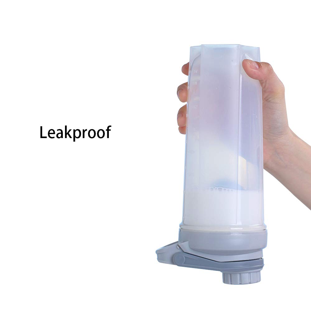 Inshere Protein Shake Sport Water Bottle with Mixer Ball Measurement Leakproof for Fitness Gym Men Women 24oz/700ml(Gray)