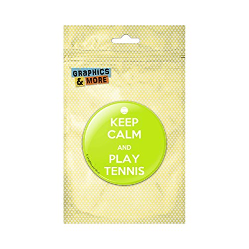 Keep Calm And Play Tennis Sports Pinback Button Pin Badge - 1 Inch Diameter