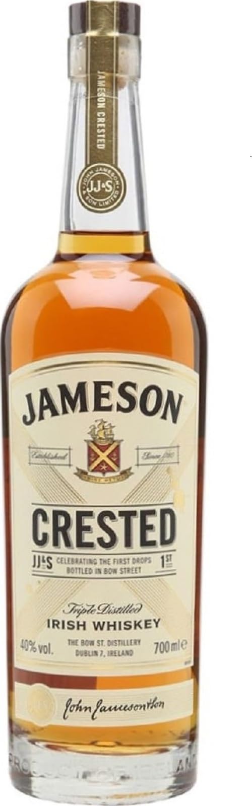 Jameson Crested Ten Blended Irish Whiskey, Milder Whiskey aus Ex-Bourbon und Sherry Fässern, Whiskey aus Irland, 700ml