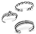 ICYROSE 925 Sterling Silver set of 3 Oxidized Flowers, Leaf, Braided Adjustable Toe Ring or Above Knuckle Ring Mid Finger