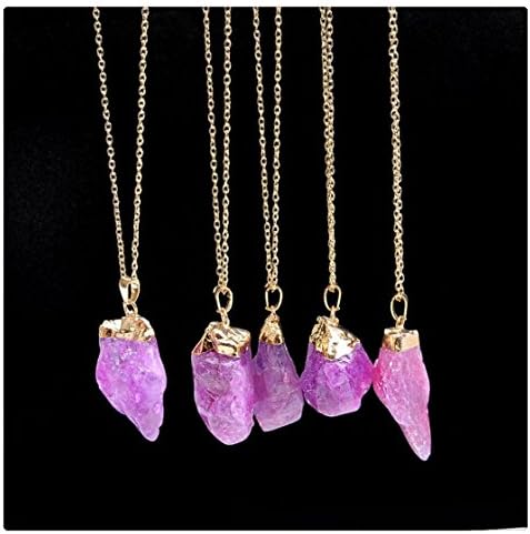 Hmlai Clearance! 1PC Natural Stone Crystal Rock Necklace Gold Plated Quartz Pendant Jewelry Gift
