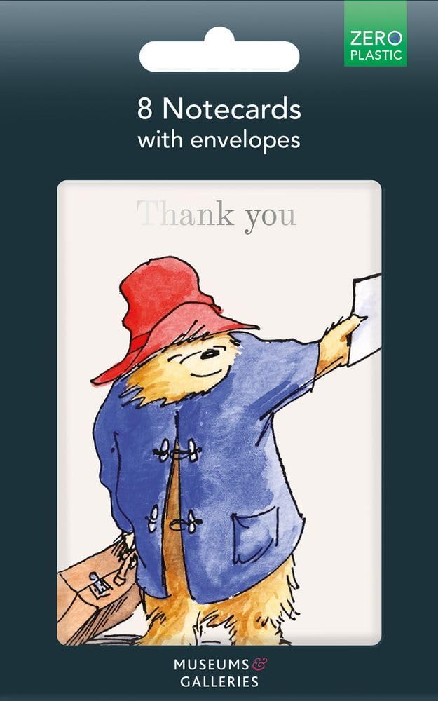 Museums & Galleries Pack of 8 Thank You Notecards - Paddington Bear Design - Special Finish - Made in the UK - Eco-Friendly